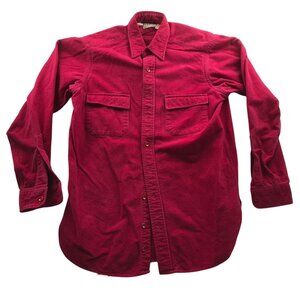 L.L. Bean Mens Dess Shirt Size 15.5 Neck M Tall Chamois Cloth Red Long Sleeve